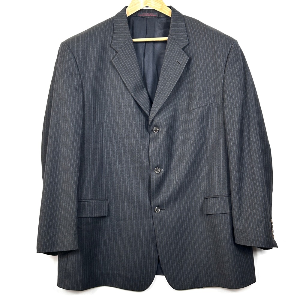 Ted Baker Endurance Suit Jacket Mens 48R Wool Blazer Gray Pinstripe Made in USA